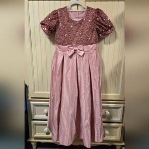 Elegant Pink Sequin Kids Dress with Bow NWOT